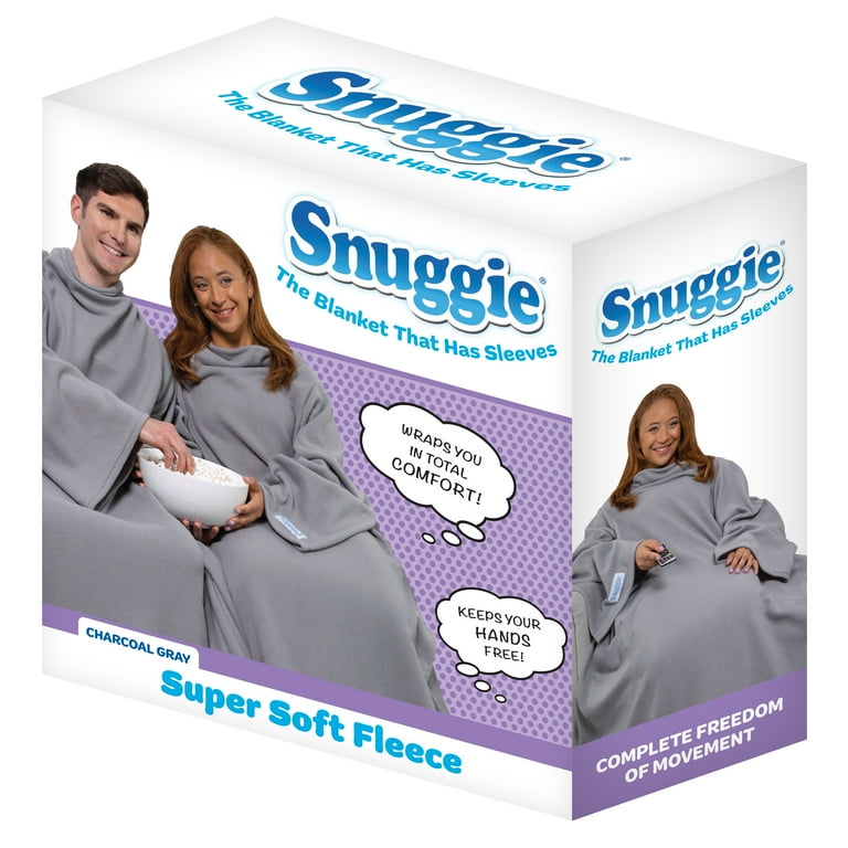 Snuggie The Original Wearable Blanket with Sleeves Super Soft Throw Fleece Charcoal