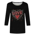 thumbnail image 5 of VKOYWKM Womens 3/4 Sleeve Tops Valentines Day Shirts Love Heart Print Tees Casual Crew Neck Holiday Tops Classic Romantic Valentine Cute Clothes, 5 of 5
