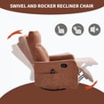 thumbnail image 5 of 360 Swivel Rocking Recliner Chair for Adults, Nursery Rocking Chair with Heat and Massage, Glider Reclining Chair for Small Space, Living Room, Bedroom (Chenille, Orange), 5 of 10