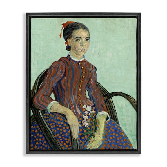 Stupell Industries Van Gogh Lady Mousme People Painting Black Floater Framed Canvas Art Print Wall Art, 17 x 21