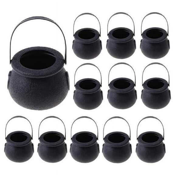 12Pcs Mini Candy Kettles Witch Skeleton Cauldron Holder Pot with Handle for Halloween Easter 'S Day Party