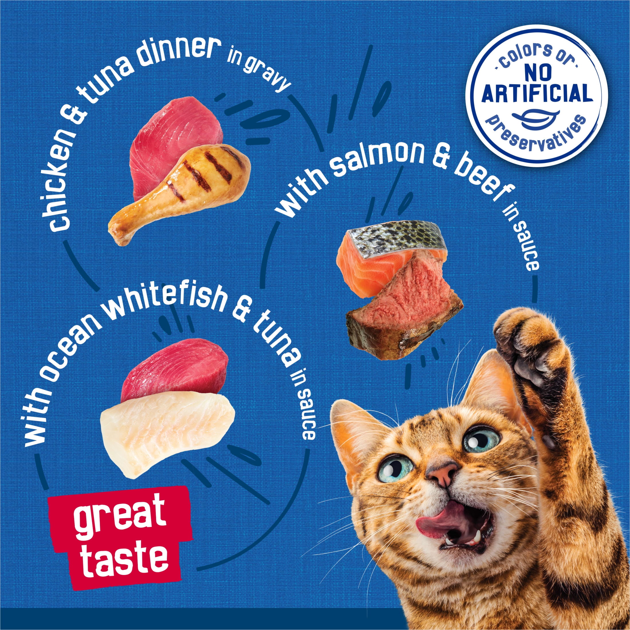 Purina Friskies Wet Cat Food Gravy Variety Pack Seafood Prime Filets Favorites, 5.5 oz Cans