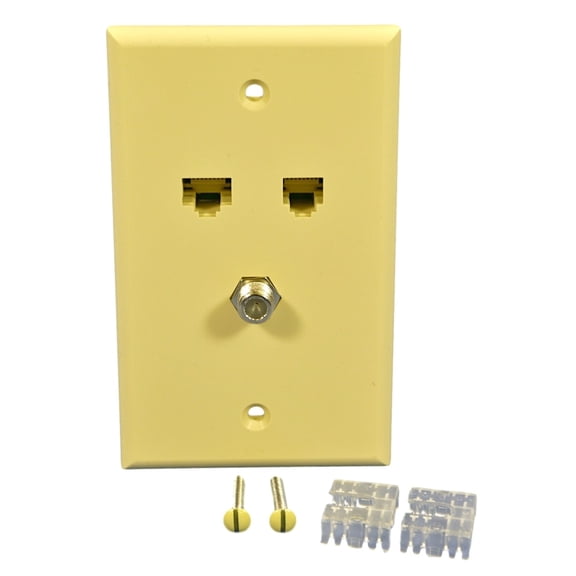 Leviton  Ivory 3 Port Cat 5e Coax F Type Phone Nylon Wallplate 5EA10-S3I