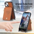 thumbnail image 6 of Feishell Crossbody Phone Case for Apple iPhone 14,Heart Pattern PU Leather Zipper Pocket & Card Slots Shockproof Kickstand Phone Case with Adjustable Shoulder Strap,Brown, 6 of 12