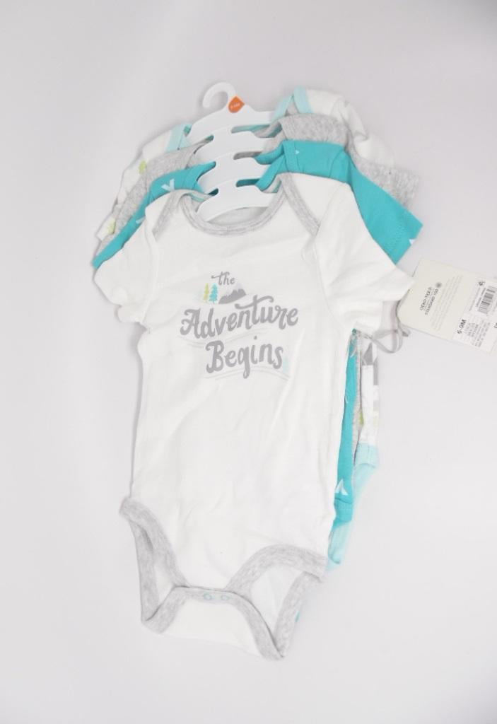 Cloud Island Baby Boys 4pk Short Sleeve Bodysuit White/Aqua 6-9M - Blue -  Walmart.com