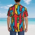thumbnail image 4 of Fuzoiu Colorful Arrow Graffiti Pattern Print Hawaiian Shirt for Men, Summer Beach Casual Short Sleeve Button Down Shirts, Men’s Beach Summer Shirts with Pocket,Medium, 4 of 7