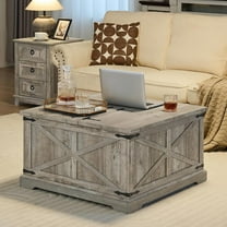 Joaxswe 31.5" Square Lift Top Coffee Table, Farmhouse Coffee Table with Storage, Wood Center Table w/Large Hidden Space for Living Room Home Office, Grey Oak