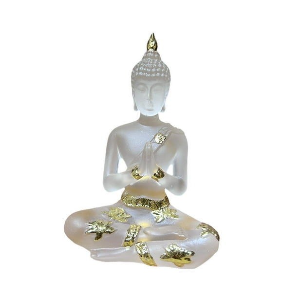 Figuras de Buda de resina, estatua de Buda tailandesa, escultura coleccionable de Buda indio Blanco