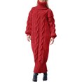 thumbnail image 3 of xiaxaixu Robe Longue en Tricot d'Hiver pour Femmes Couleur Unie Manches Longues Col Haut Robe Pull Ample, 3 of 3