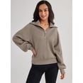 thumbnail image 2 of Sudadera Trendy Queen de gran tamaño con media cremallera para mujer, 2 of 5