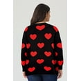thumbnail image 4 of CASSIE LIZ Womens Plus Size Sweaters 5X Fall Cardigans for Women Fashion Heart Print Black Open Front Cardigans Casual Winter Long Sleeve Lightweight Knit Holiday Sweaters with Pocket 5XL 26W-28W, 4 of 6