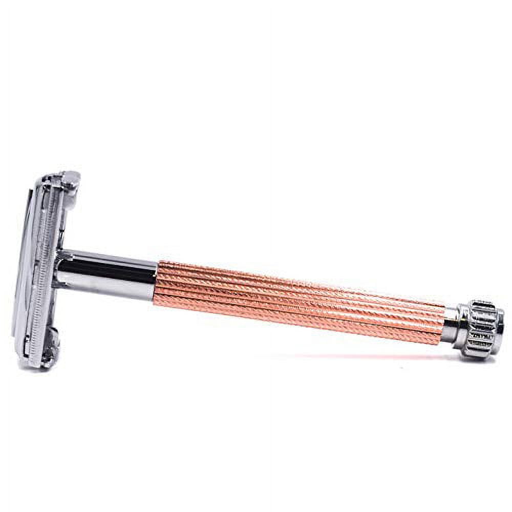 Parker Safety Razor 29L Double Edge Butterfly Open Double Edge Safety Razor and 5 Blades - Rose Gold
