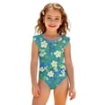 thumbnail image 3 of Grblisyd Girls One Piece Swimsuits Flutter Sleeve Hawaiian Beach Sport Swimwear Kids Crew NeckBathing Suit 8 Years, 3 of 6
