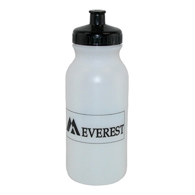 Everest 20 oz White and Black Plastic Water Bottle with Pull Top Lid