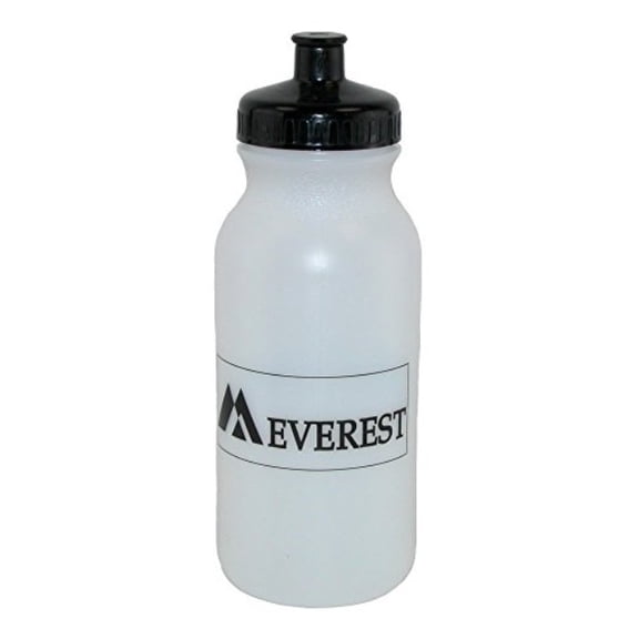 Everest 20 oz White and Black Plastic Water Bottle with Pull Top Lid