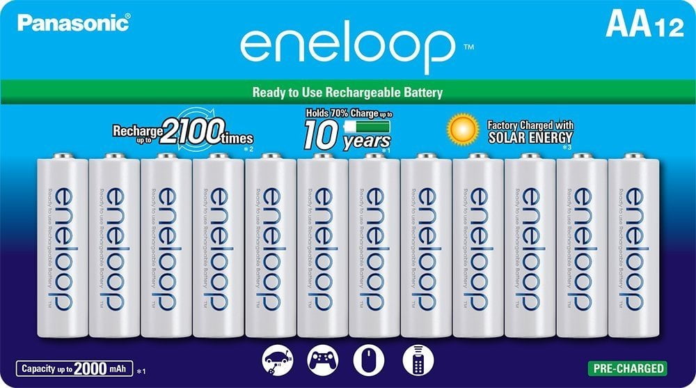 eneloop AA 2100 Cycle Ni-MH Pre-Charged Rechargeable Batteries, Package Includes 16AA Blue or 16AA White 1 