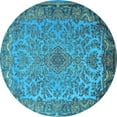 thumbnail image 1 of Ahgly Company Indoor Round Medallion Light Blue Traditional Area Rugs, 5' Round, 1 of 4
