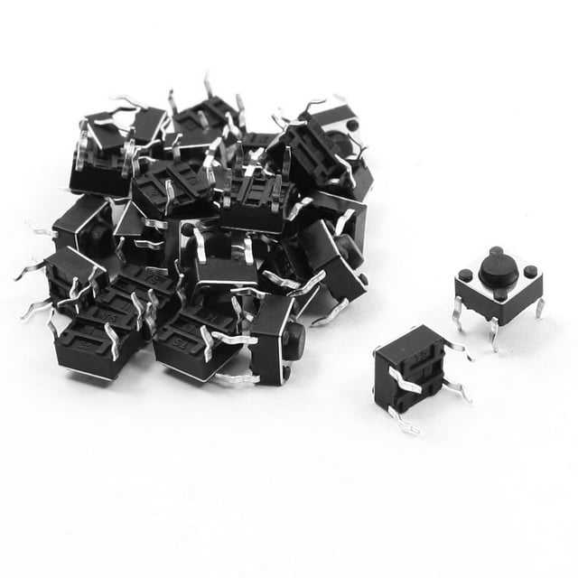 Unique Bargains 25pcs 6x6x8mm Round Pushbutton 4 Pins SMD SMT Momentary Tactile Switch