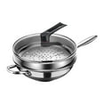 thumbnail image 1 of Luzkey Stainless Steel Wok Pan Cooking Pot with Glass Lid and Steamer Large Cookware Round Bottom for Kitchen All Cooktops Induction 36cm, 1 of 8
