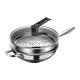 thumbnail image 1 of Sartén wok de acero inoxidable con tapa de vidrio y vaporera fácil de limpiar para la cocina 36cm, 1 of 9