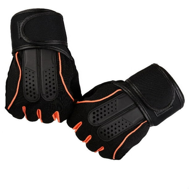Guantes de medio dedo para Fitness, protector de muñeca largo para hombre, ciclismo deportivo al aire libre, equipo de ventilación para levantamiento de pesas, deportes con mancuernas