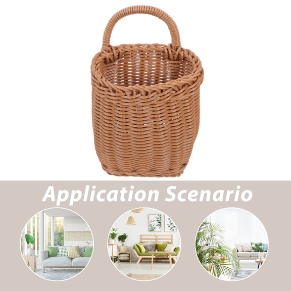 LEXSOMEO Wicker Wall Basket Handmade Woven Storage Basket Farmhouse Rustic Vegetable Fruit Flower container for Wedding Wall Decorations Brown