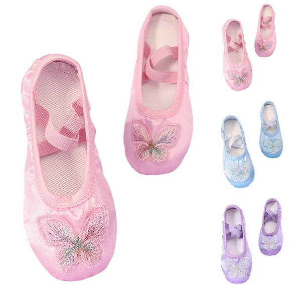 Eltusu Girls Ballet Dance Shoes, Comfy Princess Non-Slip Breathable Ballet Slippers Practice Shoes Pink Size 2(Big Kids)