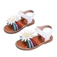 thumbnail image 3 of enyan Toddler Girl Summer Shoes Girls Genuine Leather Soft Closed Toe Princess Flat Shoes Summer Sandals(Toddler/Little Kid),White,Size 8, 3 of 7