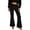 Black, variant on Women’s Velvet Wide Leg Pants, Elastic High Waisted Flared Trousers with Pockets, Plus Size Long Oversized Boot Cut Bell-Bottoms, Tummy Control Casual Work Business Pants