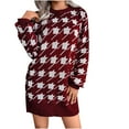 thumbnail image 4 of asdoklhq Womens Plus Size Clearance Dresses,Women Casual Loose Geometric Patterns Sweater Knit Dress, 4 of 6