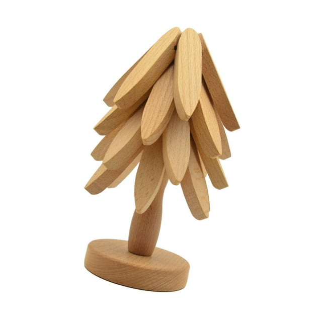 Salvamanteles de madera con forma de árbol, creativos y plegables, juego de manteles individuales con forma de árbol, posavasos de árbol de Navidad pa Haya 4 capas