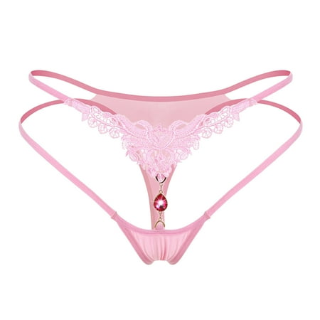 

B91xZ Lingerie For Women Underpants Underwear Thong Hollow Ice Transparent Waist Low Pants T Crotch Sexy Lingerie for Women plus Size Pink One Size