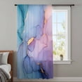 thumbnail image 4 of Blue Purple Pink Ombre Sheer Curtains 45 Inches Long, Modern Marble Abstract Light Filering Curtains, Breathable Simi Curtain Privacy Drapes for Kitchen Bathroom Lightweight Small Window Treatment, 4 of 9