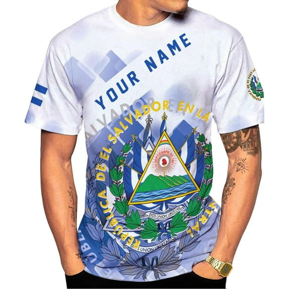 Personalized Name El Salvador Shirt 3D, El Salvador Flag Shirt for Men Women, Unisex T-Shirts S-5XL (S)