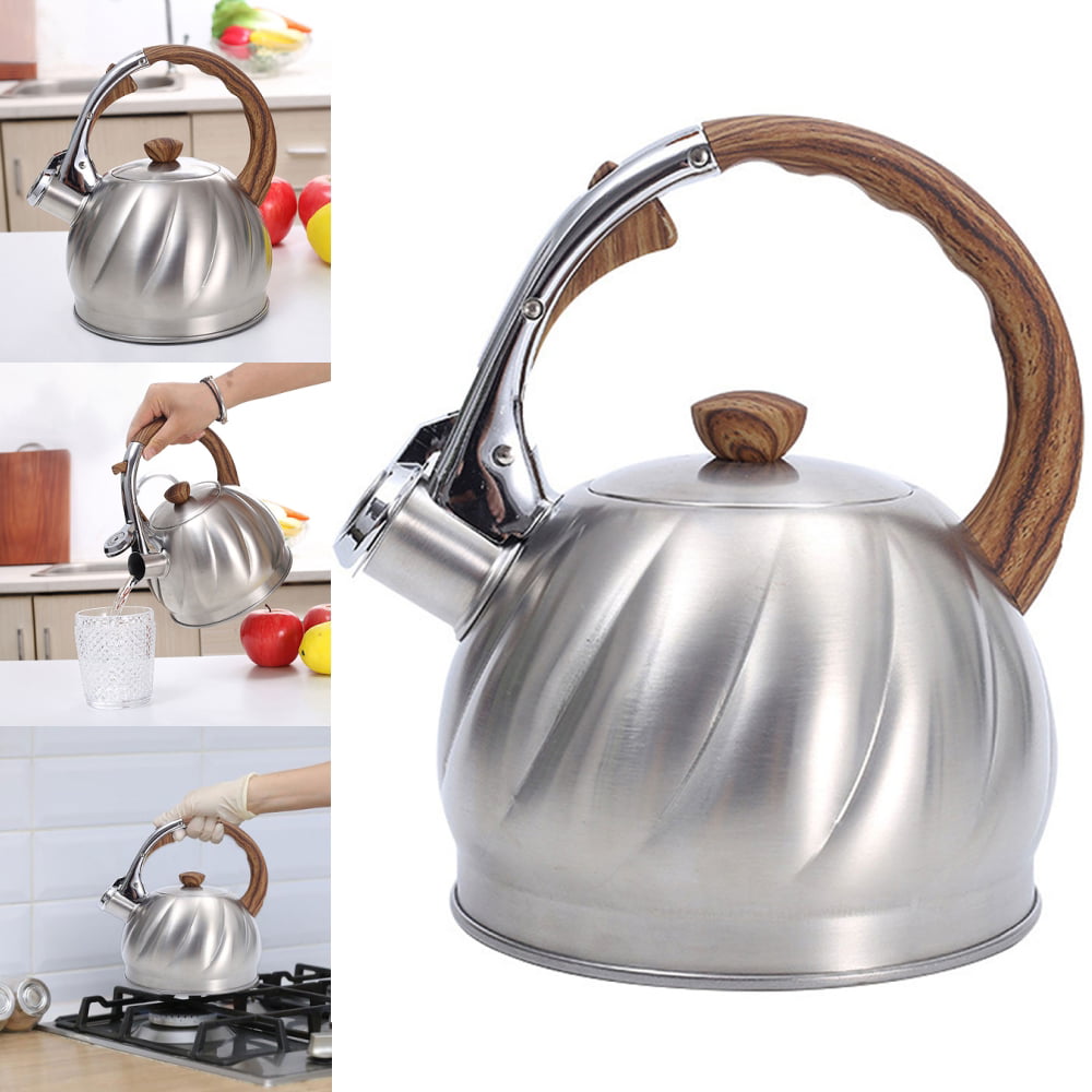 2L Stove Top Camping Kettle Stainless Steel Picnic Whistling Teapot Kitchen NEW 