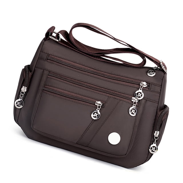 Qarigey Bolso de hombro para mujer, bolsa de almacenamiento con múltiples bolsillos y cremallera, bolsos cruzados para chicas jóvenes, accesorio de Bolsas de mensajero y de hombro Marrón