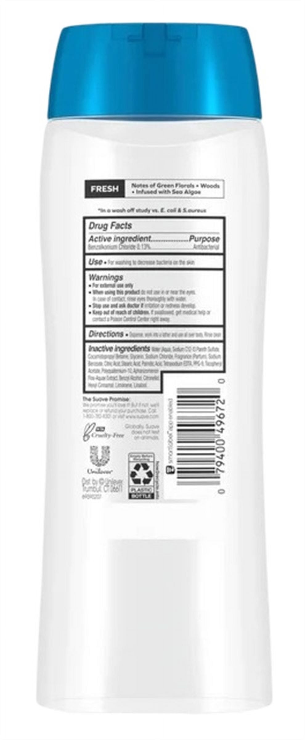 Suave Essentials Body Wash 18oz Deeply Clean Anti-Bact (Pack of 3)
