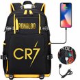 thumbnail image 1 of Mochila para estudiantes jóvenes con estampado de fútbol dorado, mochila de viaje de ocio para hombres y mujeres, 1 of 6