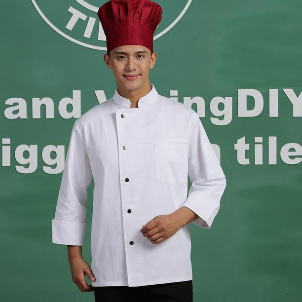 Chef Coat Jacket Hombres Mujeres Cocina Manga larga Cocinero