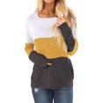 thumbnail image 1 of Women Color Block Long Sleeve Crew Neck Pullover Sweatshirt, 1 of 2