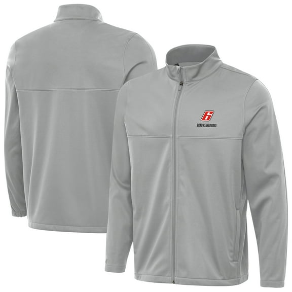 Men's Antigua Gray Brad Keselowski Links 2 Full-Zip Golf Jacket