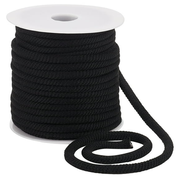 1 Set 1 Bundle Polycotton Cords for Pants Drawstring Round Black 6mm