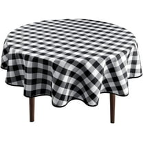 Hiasan Checkered Round Tablecloth 60 Inch - Waterproof Stain and Wrinkle Resistant Washable Fabric Table Cloth for Dining Room Party Outdoor Picnic, Black and White