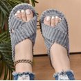 thumbnail image 5 of Slippers for Women Memory Foam House Bedroom Corduroy Crossbands Open Toe Slides Sandals Shoes Comfy Trendy Gift for womens Anti-Skid sole, 5 of 10