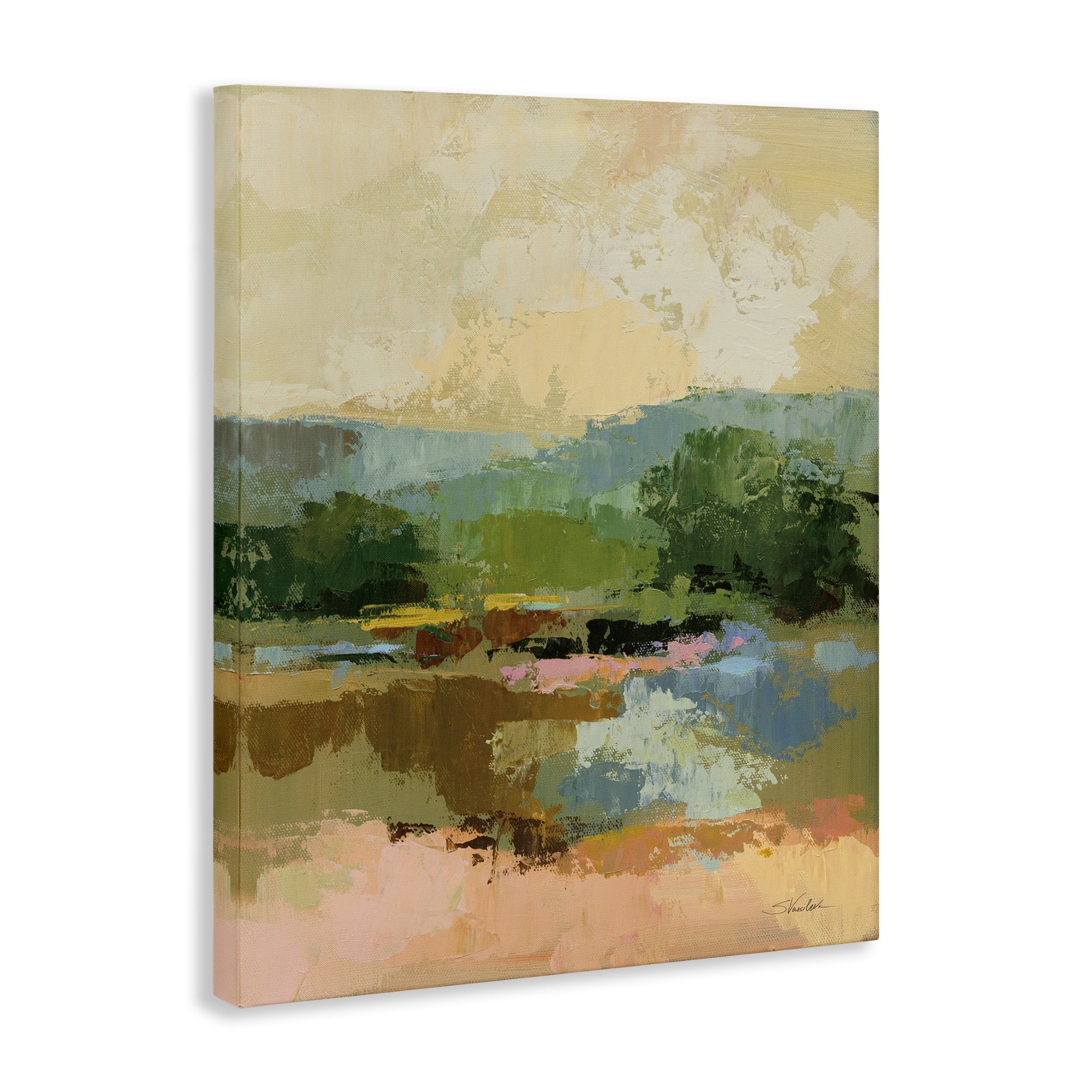 Stupell Industries Across The River View Landscape Painting Gallery Wrapped Canvas Art Print Wall Art, 16 x 20