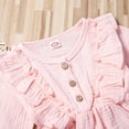 thumbnail image 5 of Canrulo Toddler Kids Baby Girls Solid Clothes Long Sleeve Dress Cotton Linen Dresses Pink 4-5 Years, 5 of 8