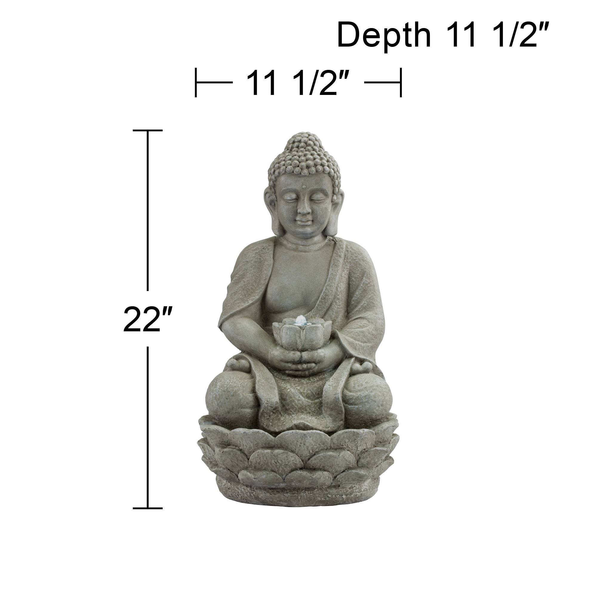 Sitting Buddha 22" High Small Zen Asian Indoor Outdoor Decor Faux Stone Tabletop Fountain with Light LED Outside