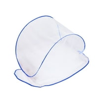 Portable Mosquito Head Net Cover for Travel & Camping | Foldable, No Installation Needed | 13.77" x 19.68" x 15.74" Breathable Mesh with Blue Border | Includes Carry Bag