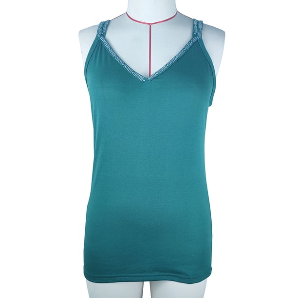 Camisola de doble tirante, Camisola con escote en V y diamantes de imitación Camisola de doble tirante Camiseta sin mangas con escote en V y diamantes de imitación Eficiencia maximizada