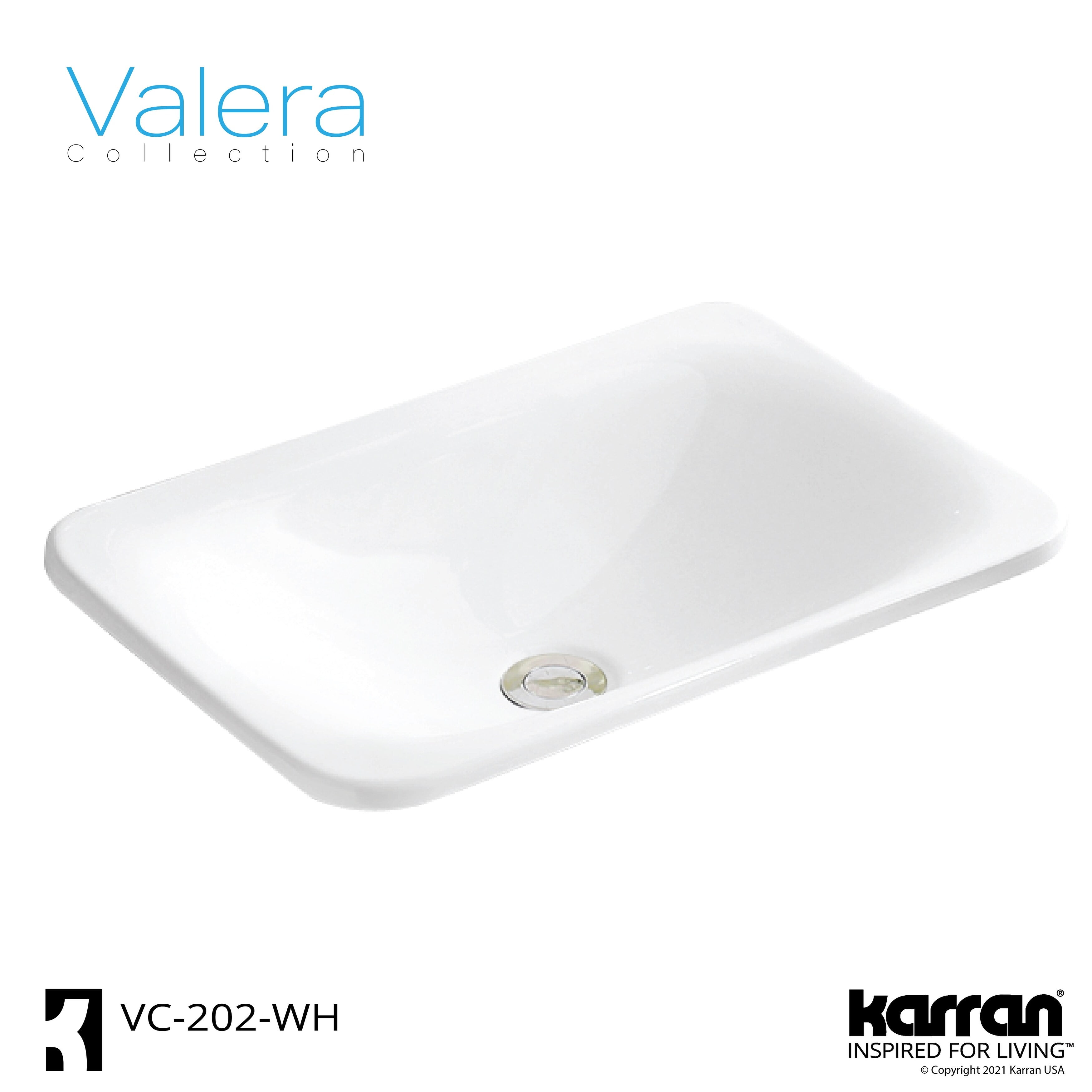 Karran Usa VC-202-WH Valera 21-1/8" Rectangular Vitreous China Drop In Bathroom Sink -